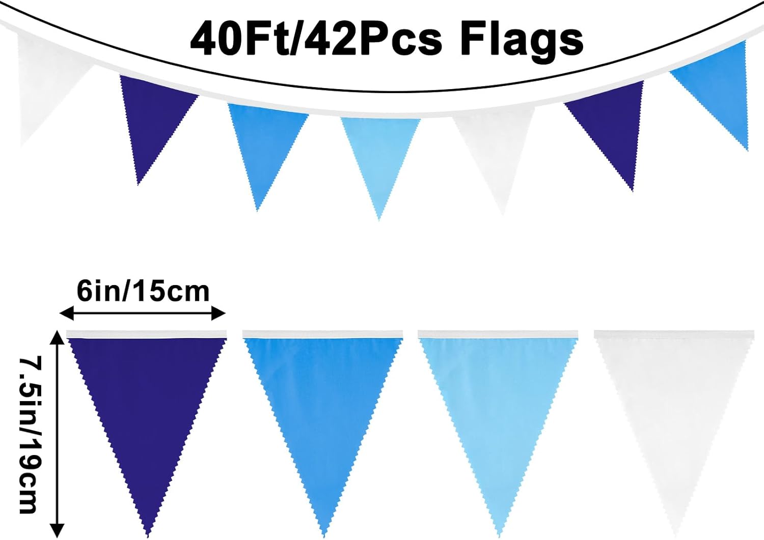 GCQQ Royal Blue Pennant Banner Flags Garland 42Pcs