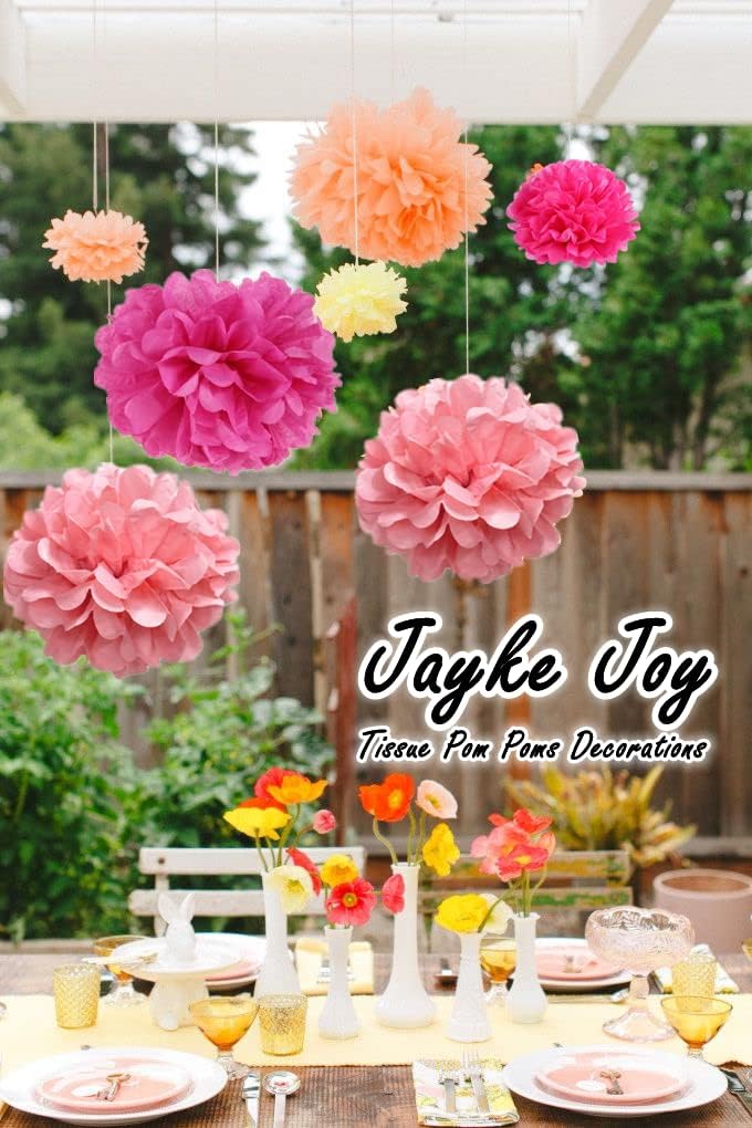 20 Pcs Pink Mix Tissue Pom Poms Party Decor Kit