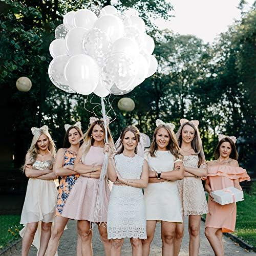 Dandy Decor 60 Pack White Balloons with Confetti