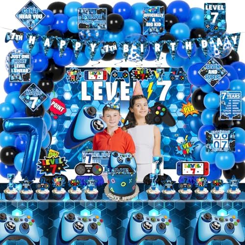 7th Birthday Decorations for Boys - 149Pcs Gamer Party Supplies