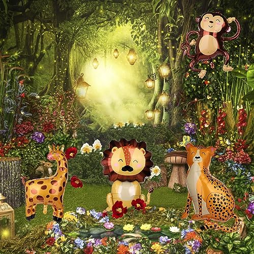 7pcs Jungle Safari Animal Balloons for Kids Party Decorations