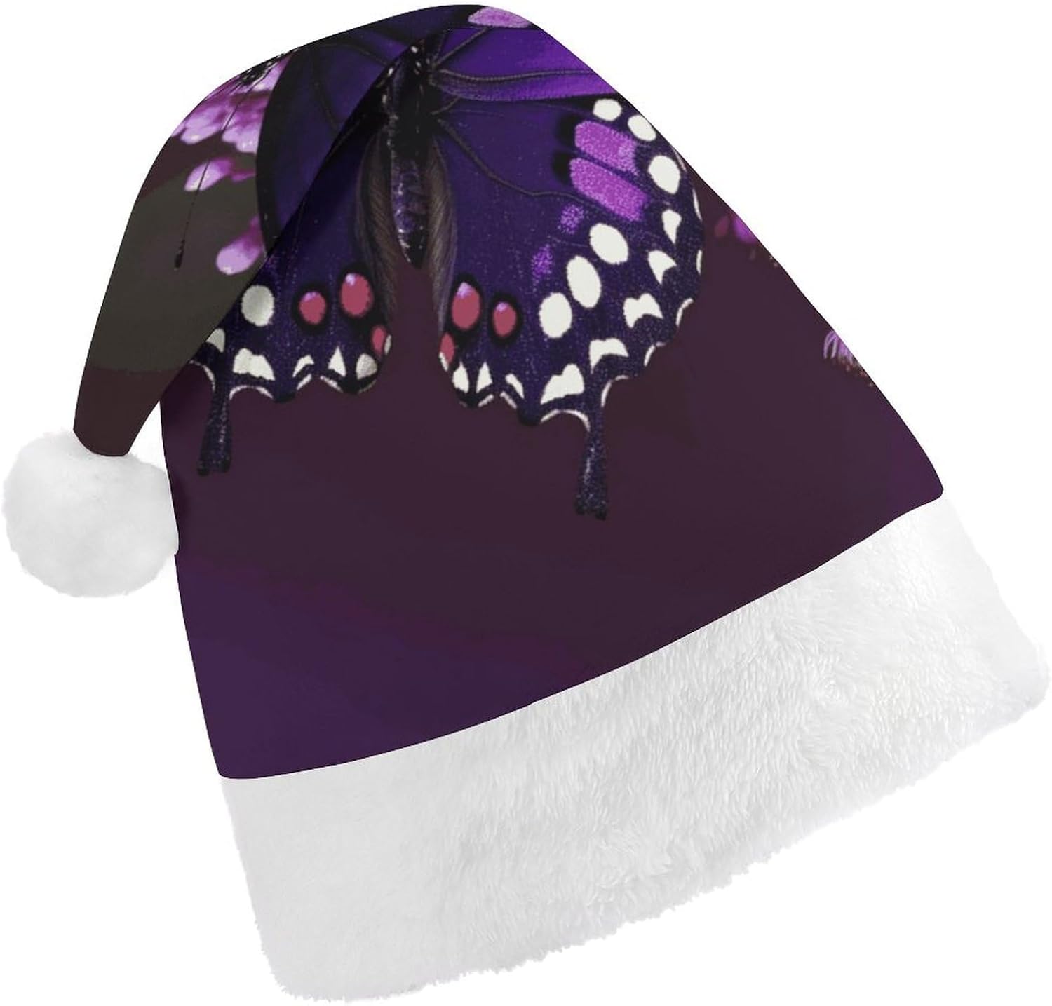 Purple Plum Butterfly Santa Hat Christmas Party Headwear