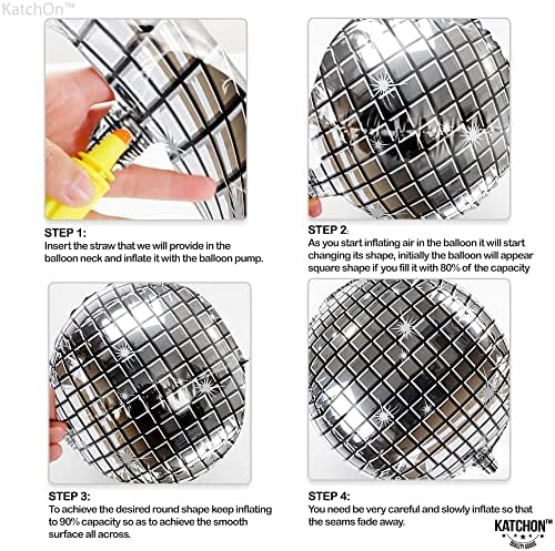 KatchOn Silver Disco Ball Balloons 22 Inch Pack of 12