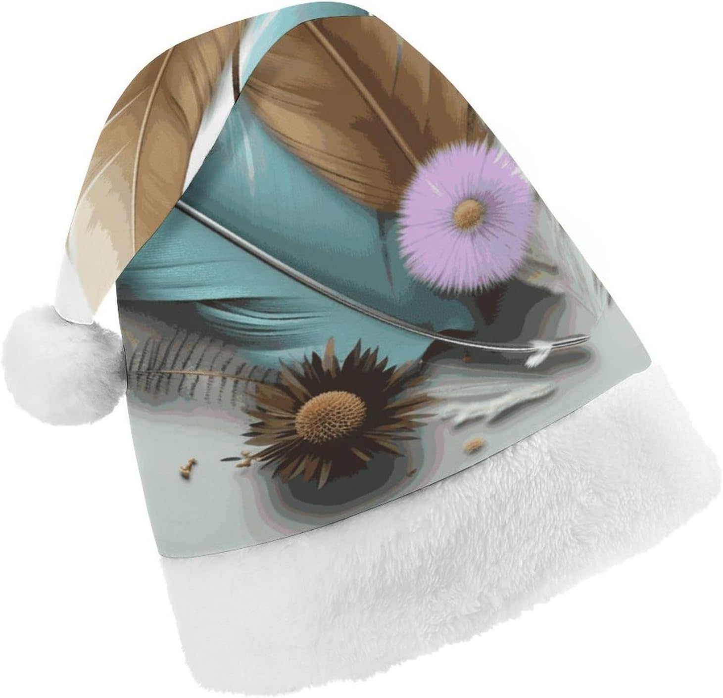 Santa Hat Feather Flower Christmas Party Headwear