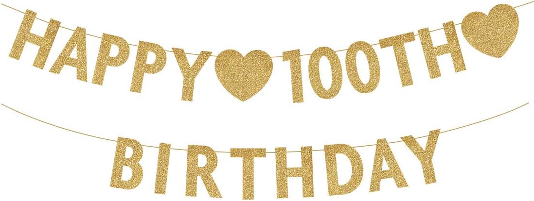 Gold Happy 100th Birthday Banner Decorations
