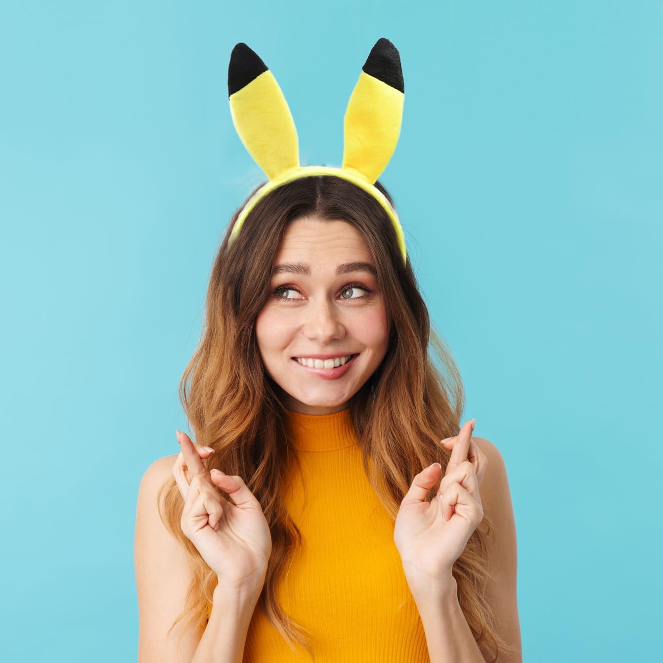 HODRME Yellow Cartoon Ears Headband for Halloween Christmas Party Cosplay Costume