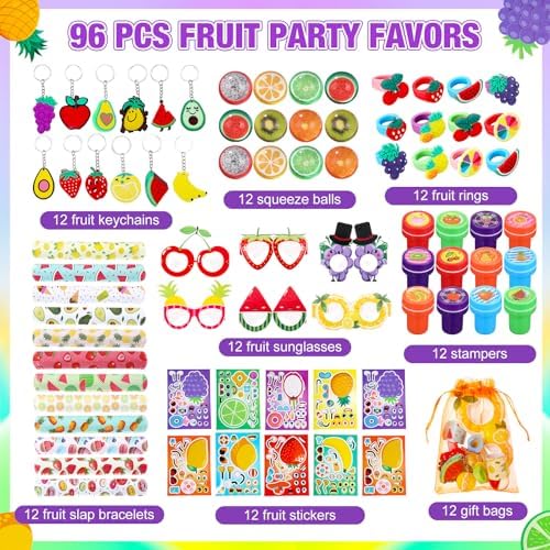 Blosssound 96 Pcs Summer Fruit Party Favors Set