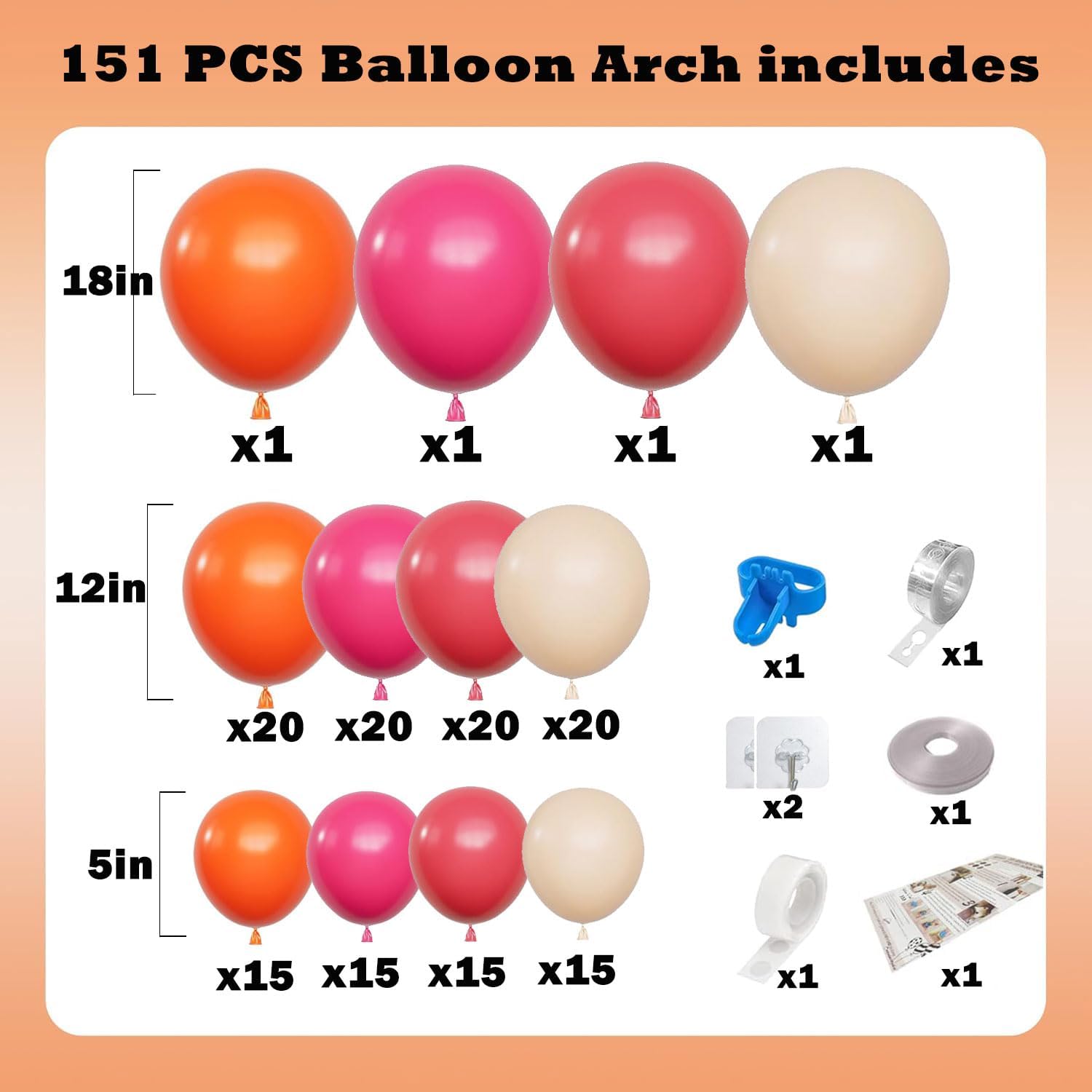 Tropical Luau Party Garland Arch Kit 151pcs Balloons