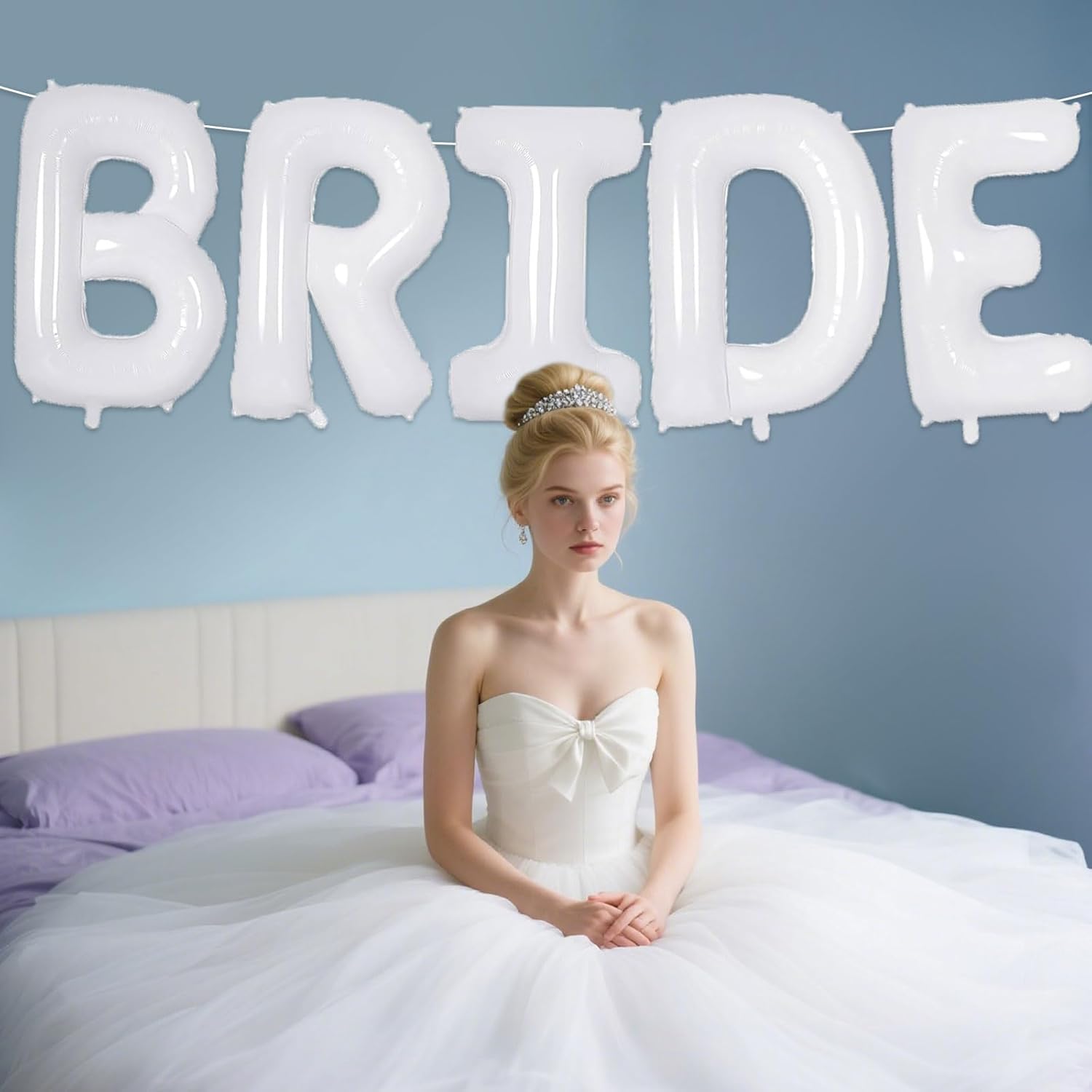 40 Inch White BRIDE Foil Balloons Decor Set