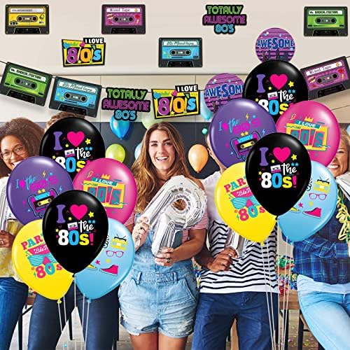 Wstewoo 80s Retro Neon Balloons 40 Pack