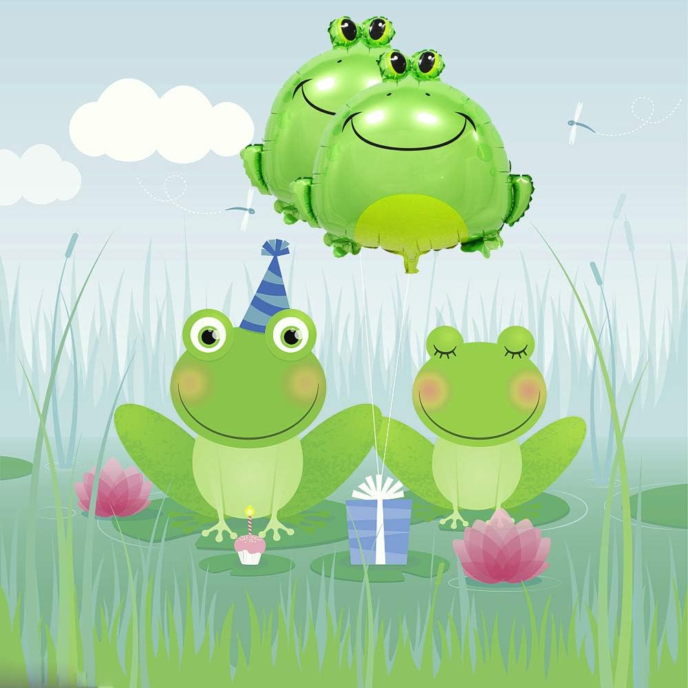 Frog Balloons Green Large Inflatable Foil Mylar Balloons 5PCS