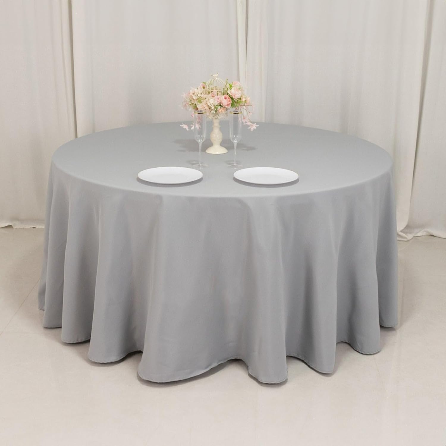 Balsa Circle 120 Inch Silver Round Tablecloth