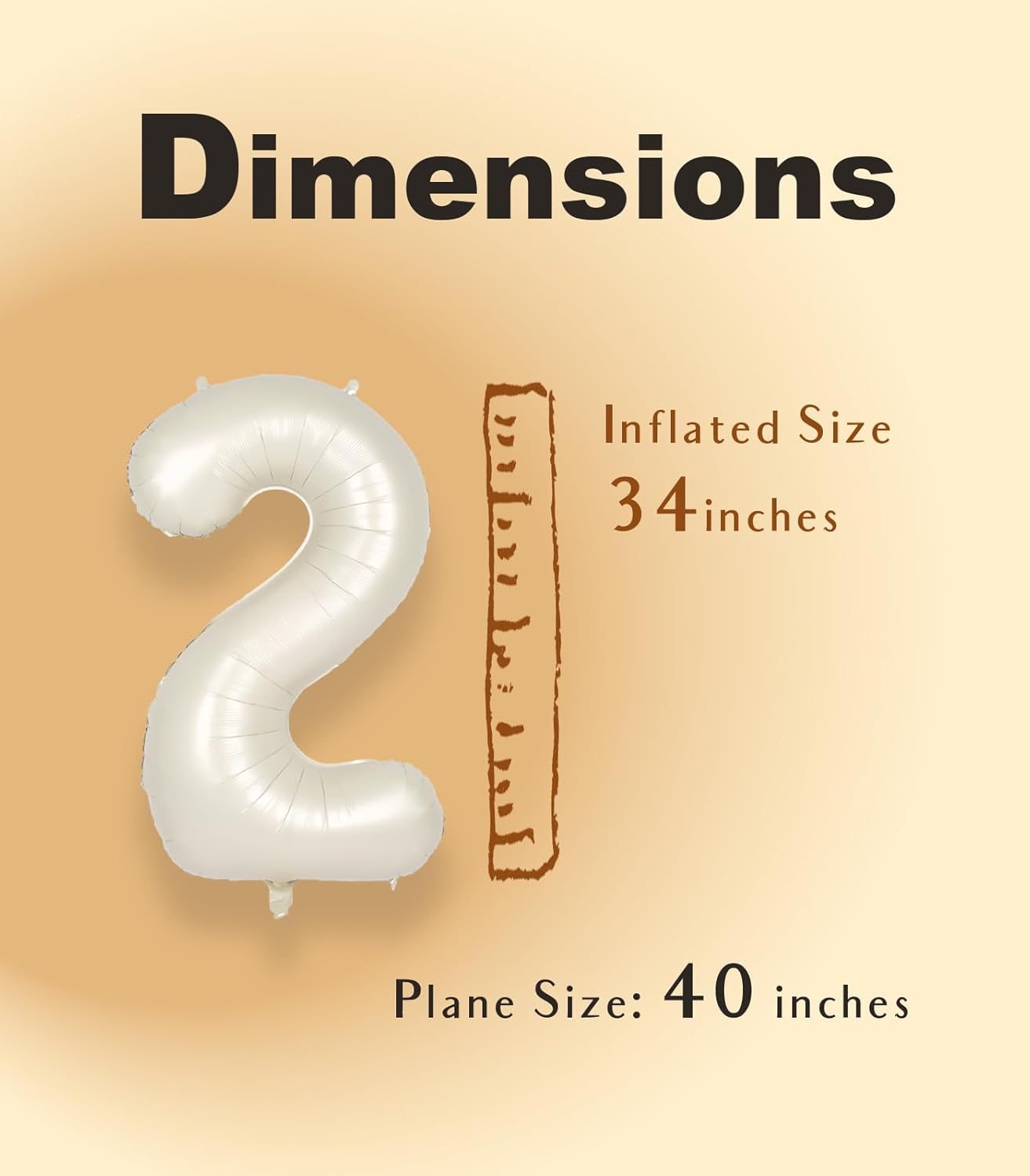 SUWEN 40 Inch Jumbo Cream White Number 2 Balloons
