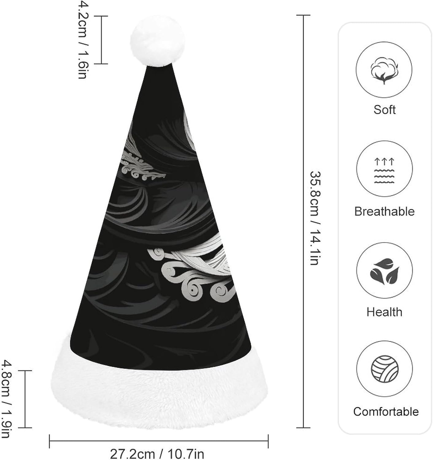 Santa Hat Black And White Christmas Party Headwear