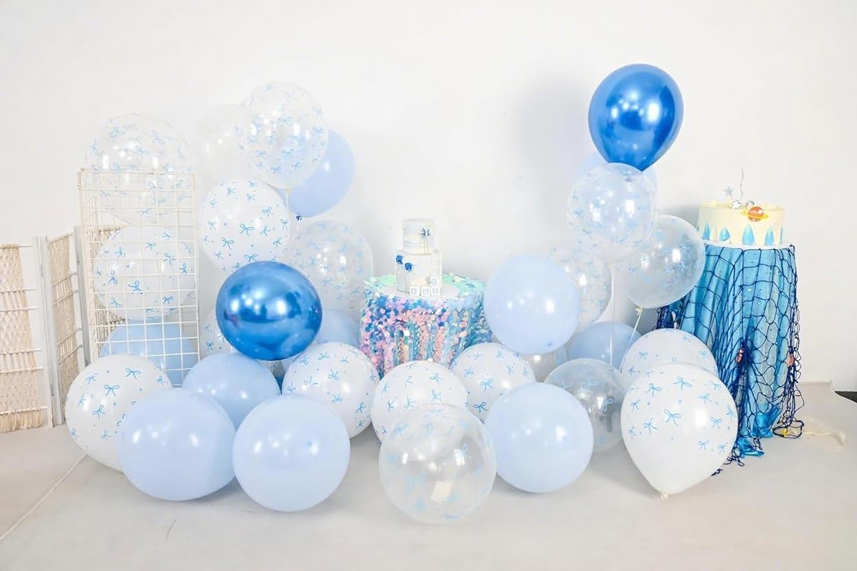 Blue Bow Balloons 30 Pcs 12 Inch Party Decorations