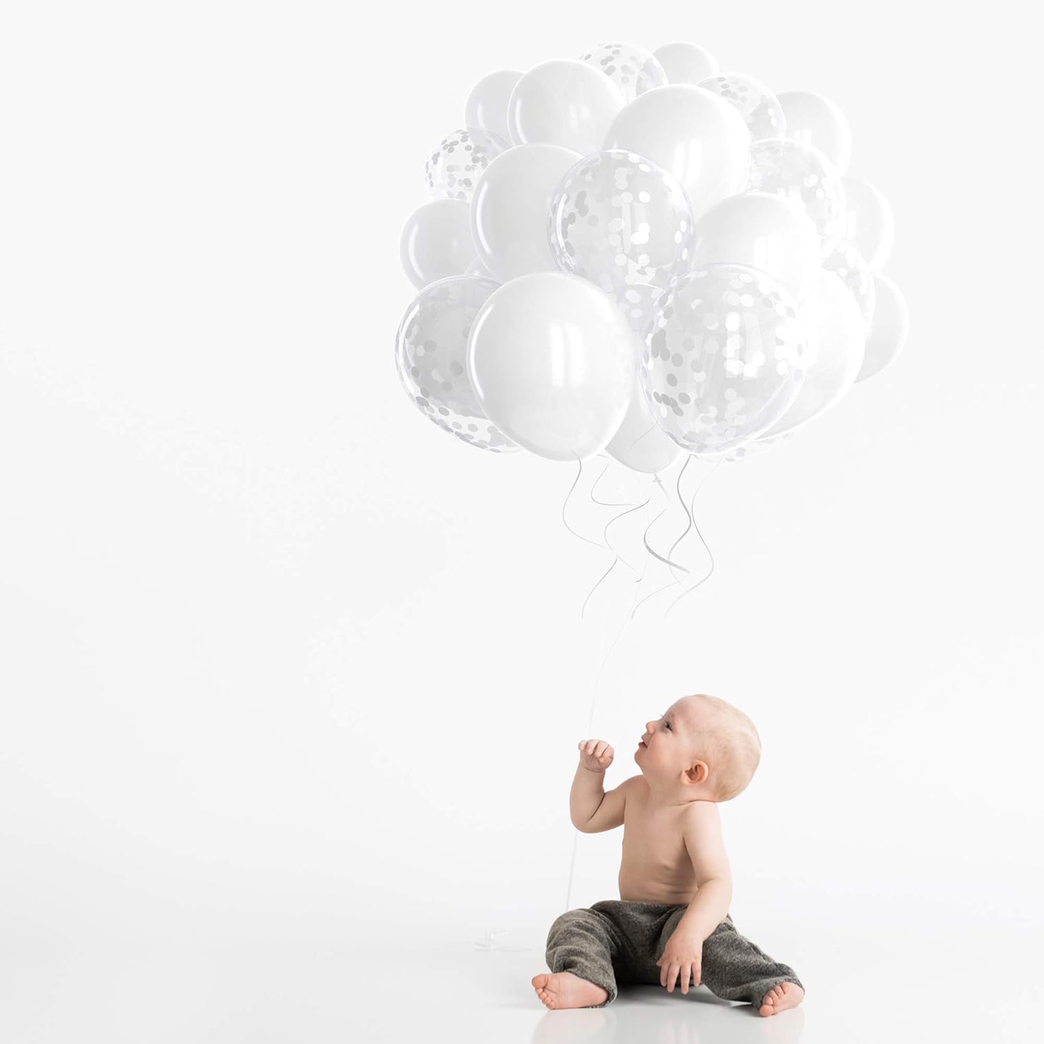 Dandy Decor 60 Pack White Balloons with Confetti