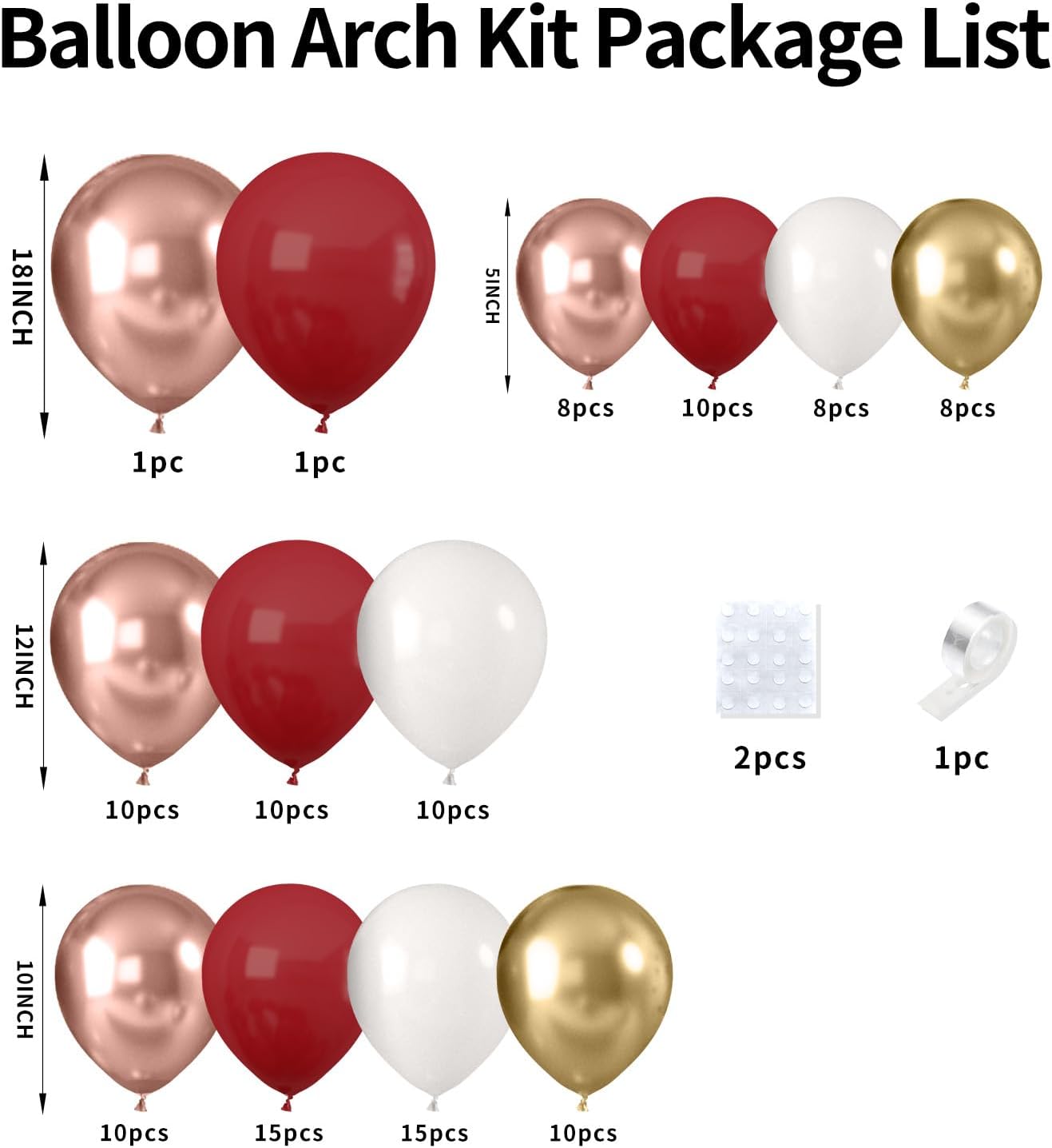 FunHot Burgundy Balloon Arch Kit with 108 Balloons