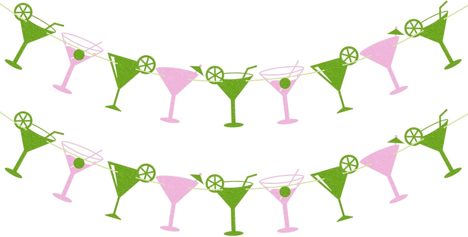 2Pcs Martini Cup Decorations Banners for Parties