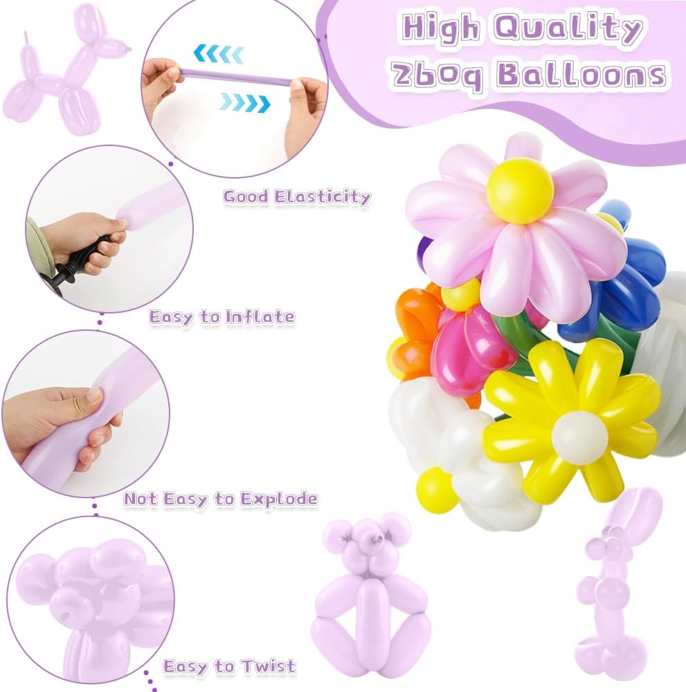 260Q Purple Long Balloons for DIY Decorations
