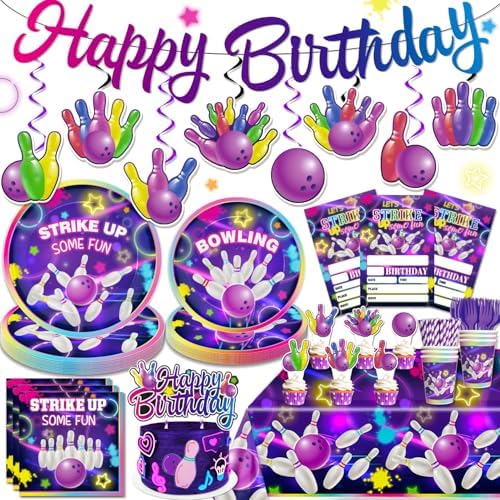 187PCS Bowling Party Decorations Set for 25 Guests