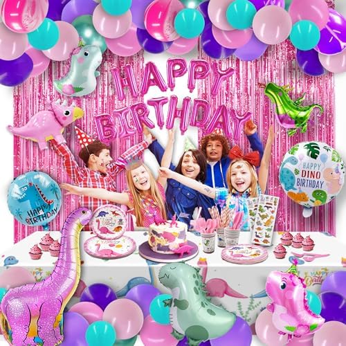 Party Spot 150 pcs Dinosaur Birthday Party Supplies for Girls
