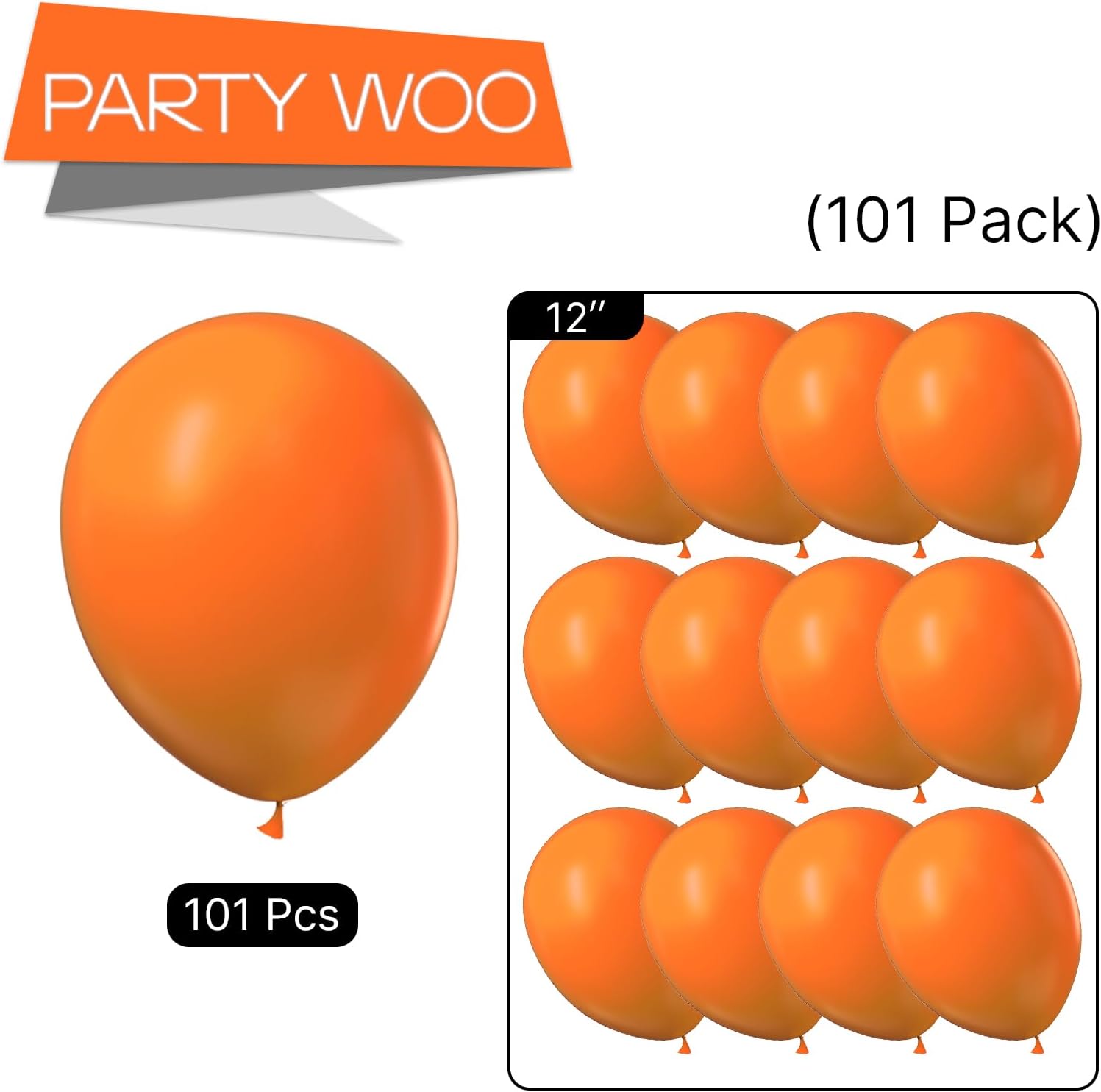 PartyWoo 101pcs 12inch Orange Balloons for Party Decorations