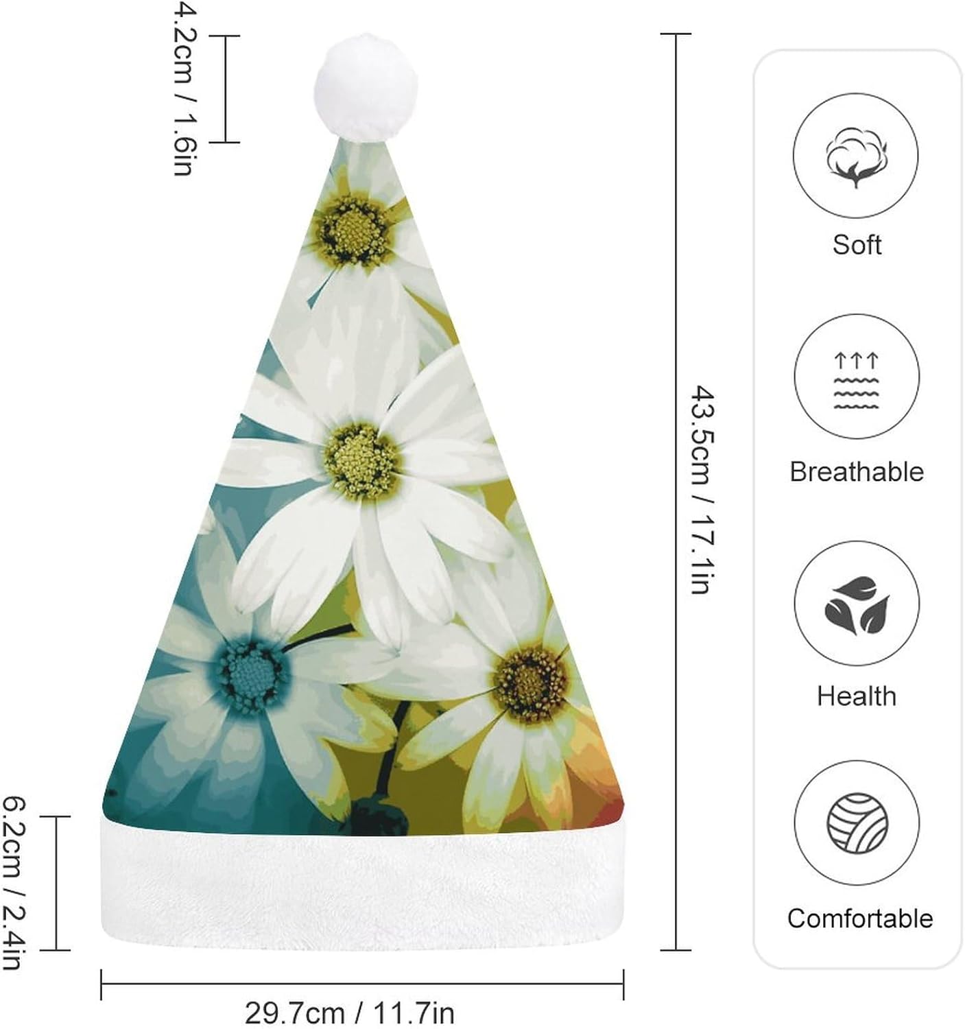 NWGHM Christmas Hat with Daisy Flowers Design