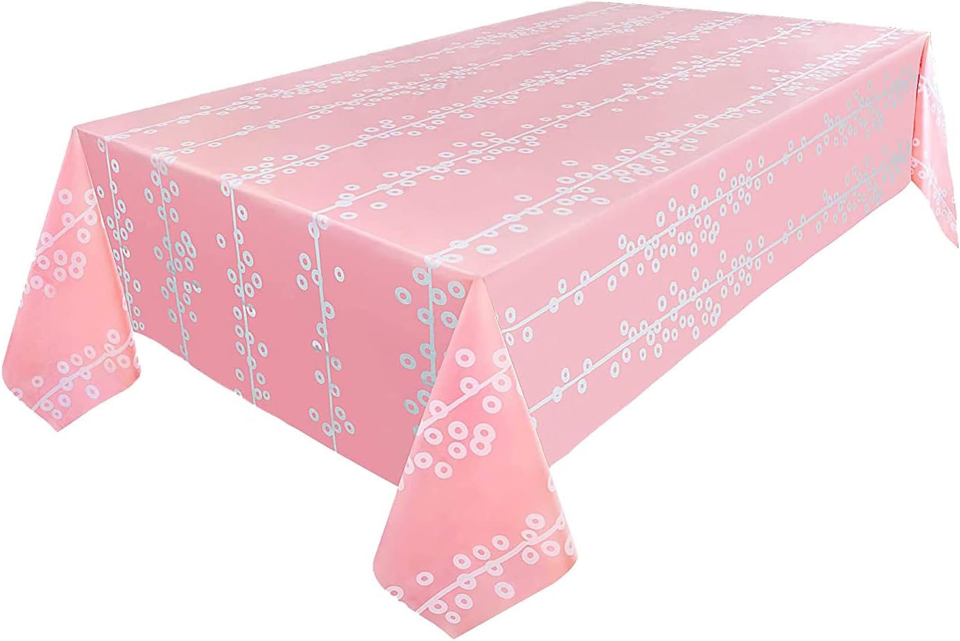 6-Pack Premium Pink Dot Tablecloths 54x108 Waterproof Heavy-Duty Rectangular Covers