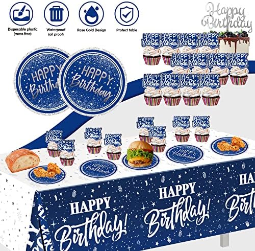 Birthday Decorations for Men Blue - 89pcs Set