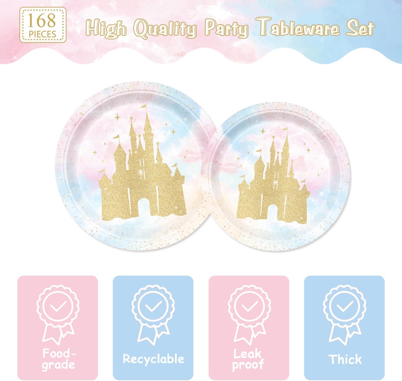 Princess Castle Party Tableware Set 168pcs