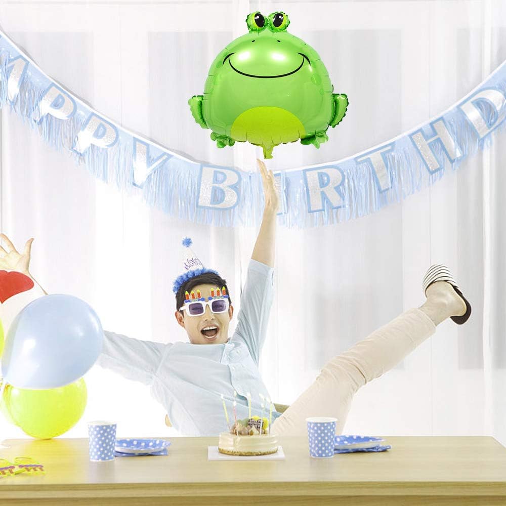 Frog Balloons Green Large Inflatable Foil Mylar Balloons 5PCS