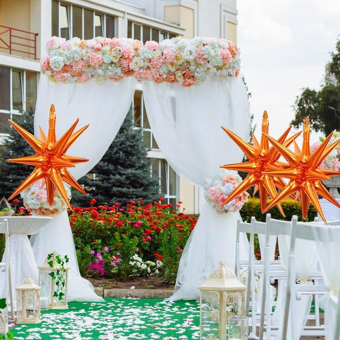 RHBALLOON Orange Star Balloons 3 PCS Set
