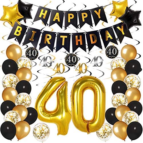 40th Birthday Decorations Set Black and Gold
