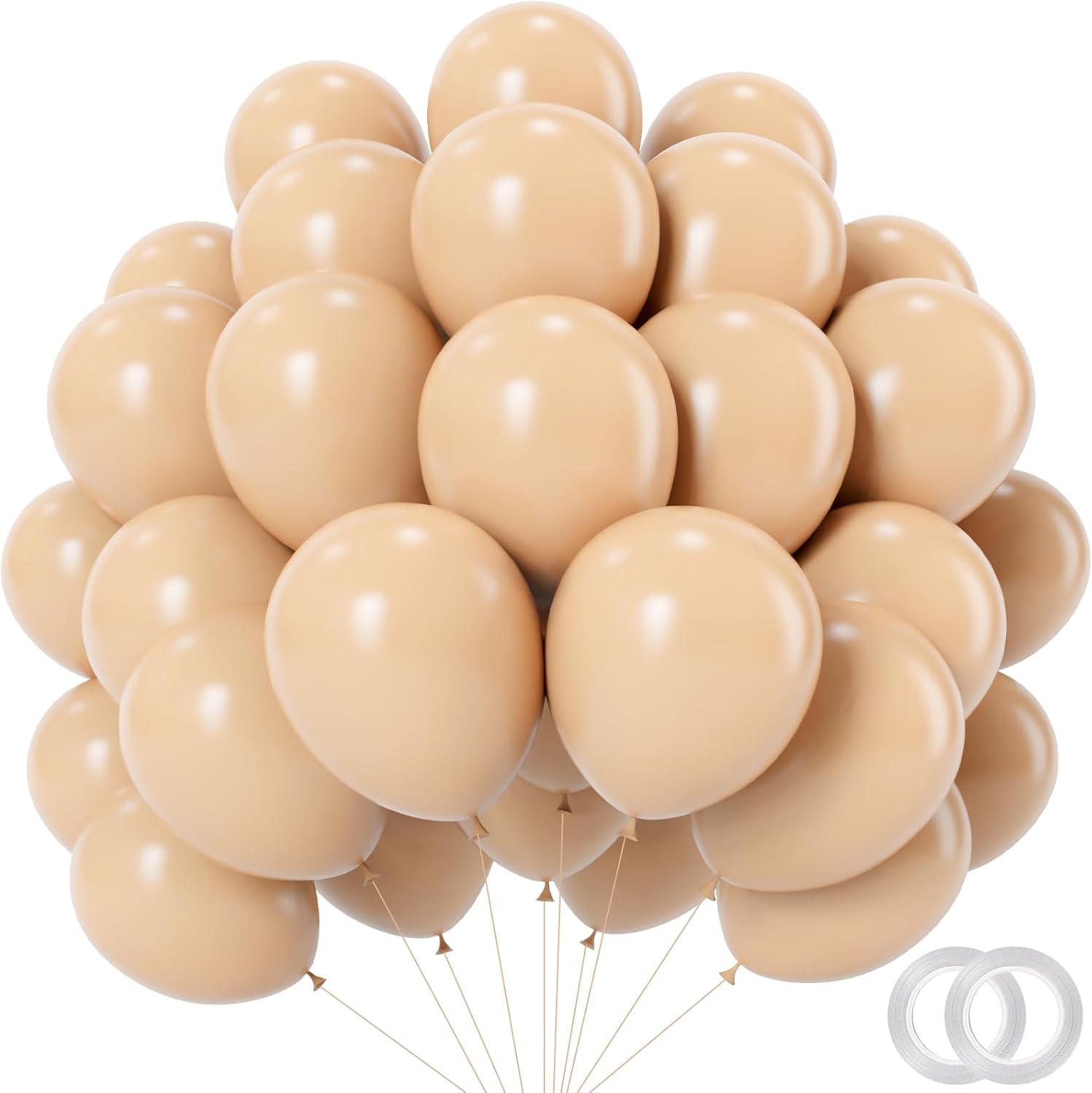 PatiCool 12 Inch 100pcs Nude Balloons with Ribbons