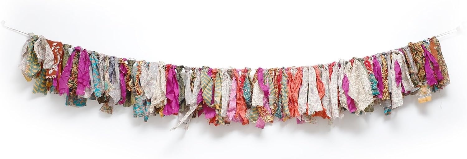 Desi Favors Indian Fabric Christmas Garland Bunting 65 FT