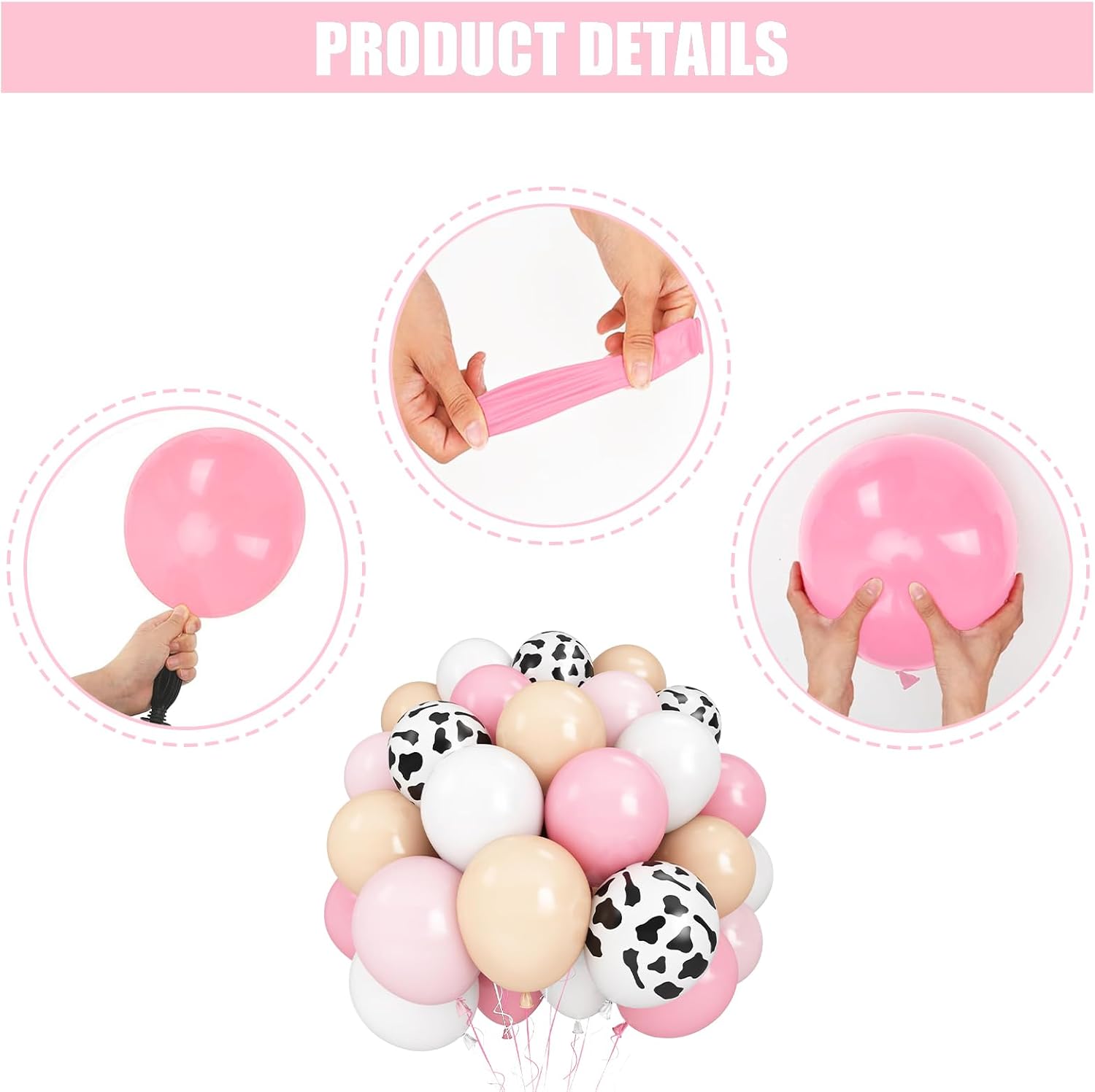 12 Inch Pastel Pink Cow Print Latex Balloons Pack of 50