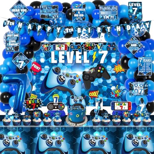 7th Birthday Decorations for Boys - 149Pcs Gamer Party Supplies