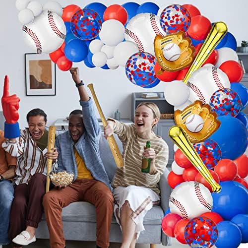 Baseball Balloon Garland Kit 113pcs Red White Blue Decorations
