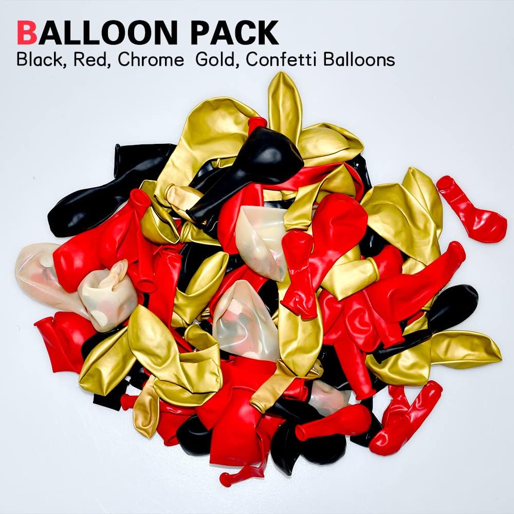 Red Black Gold Balloon Arch Kit 114PCS 4 Sizes for Party Decorations