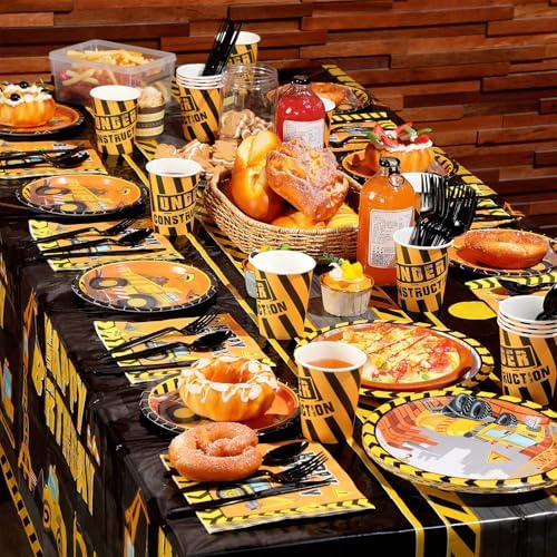 Ctosree 179 Piece Construction Birthday Party Set for Boys