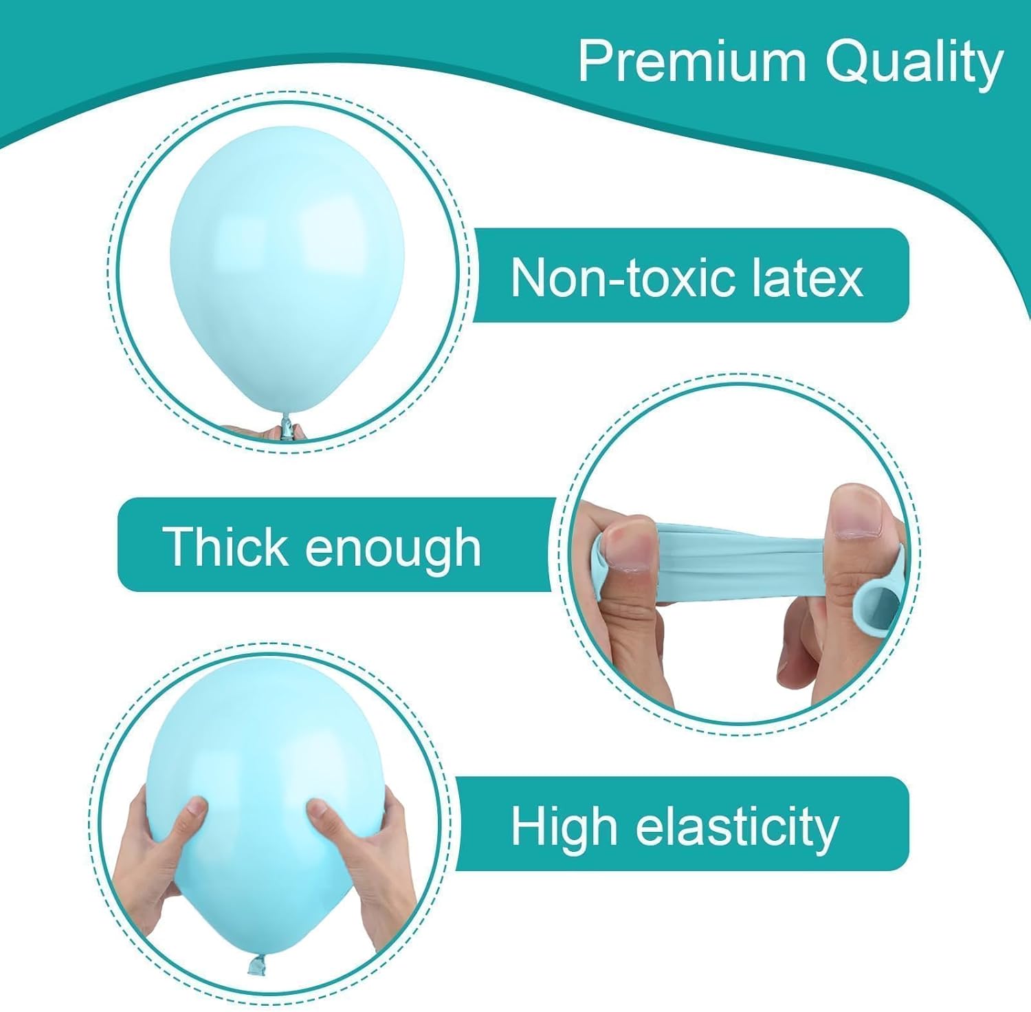 FEYG Teal Balloons 60 Pcs 12 Inches Set