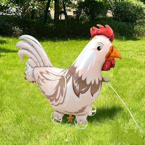 Walking on Wheels Chicken Balloons Kids Toy Rooster Mylar Decorations