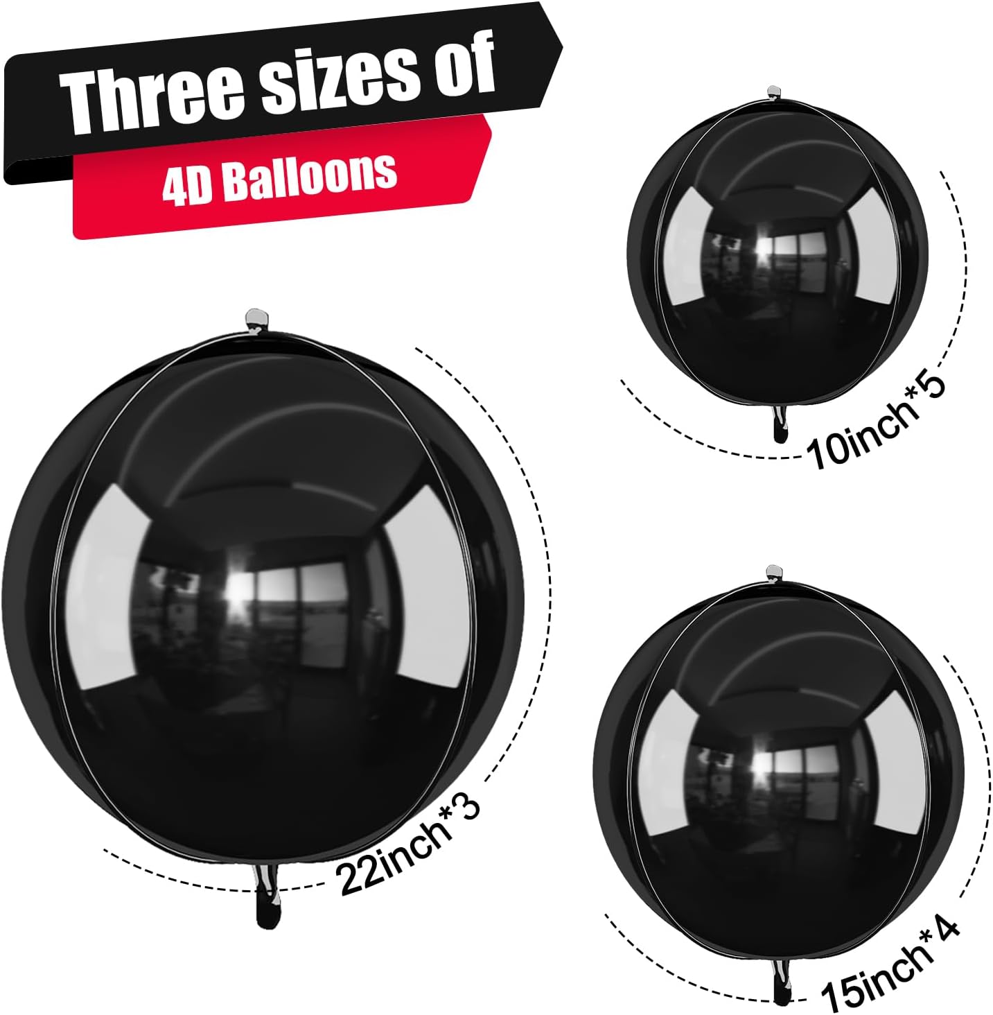12Pcs Black Round Foil Balloons Party Decor