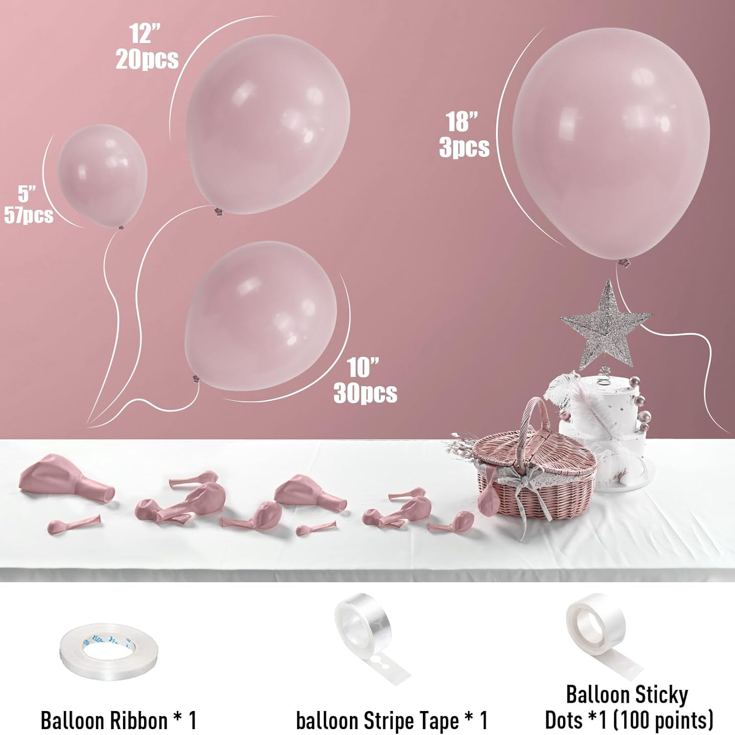 Pink Balloons 113Pcs Different Sizes Boho Decor Kit