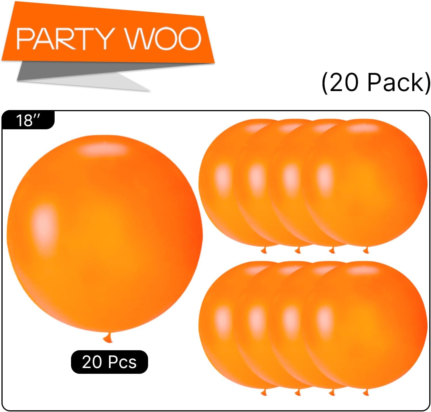 PartyWoo 20 Pack 18 Inch Orange Balloons for Parties