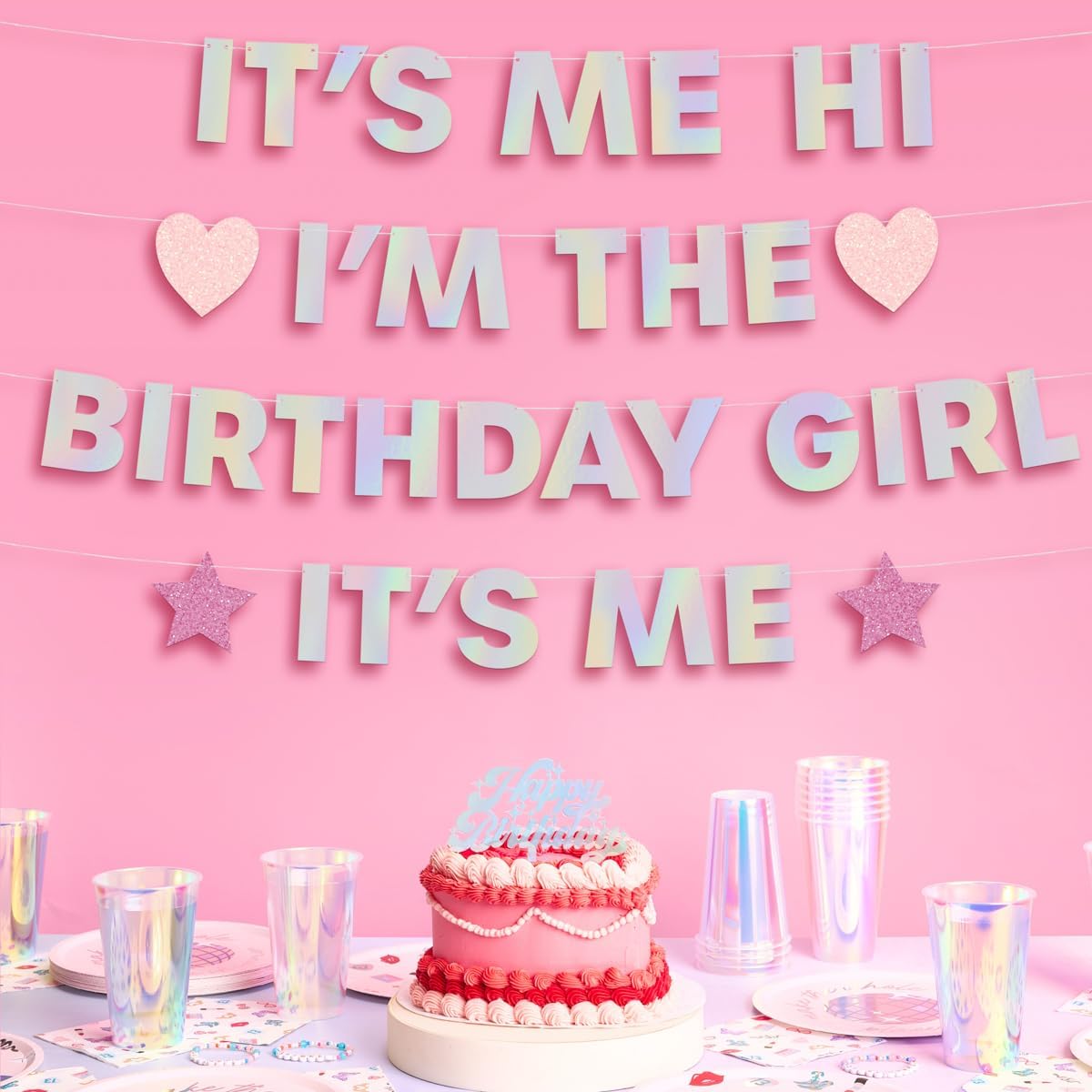 Xo Fetti Birthday Girl Banner 5 Ft Iridescent