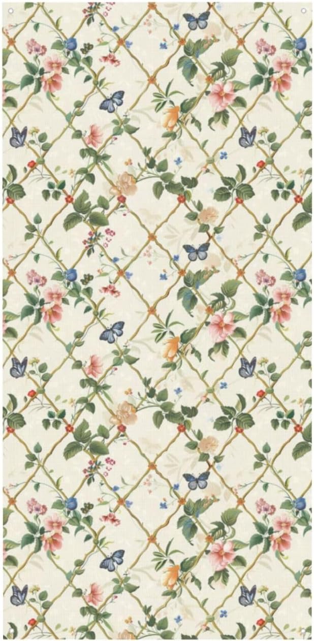 Butterfly Floral Lattice Door Banner Cover Decoration