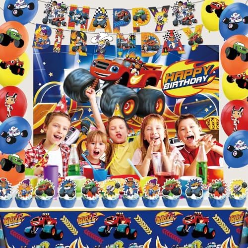121 Pcs Monster Truck Birthday Party Supplies Set