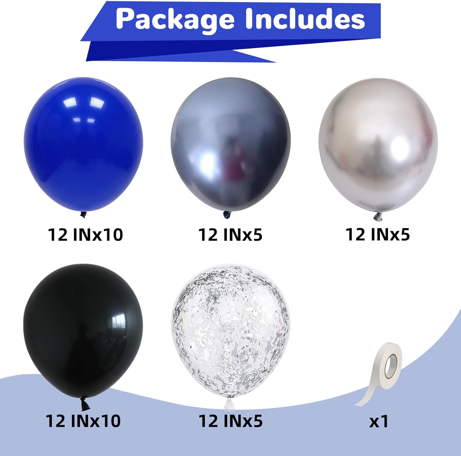 Froova 12 Inch Black Blue Silver Balloons Party Decor Set