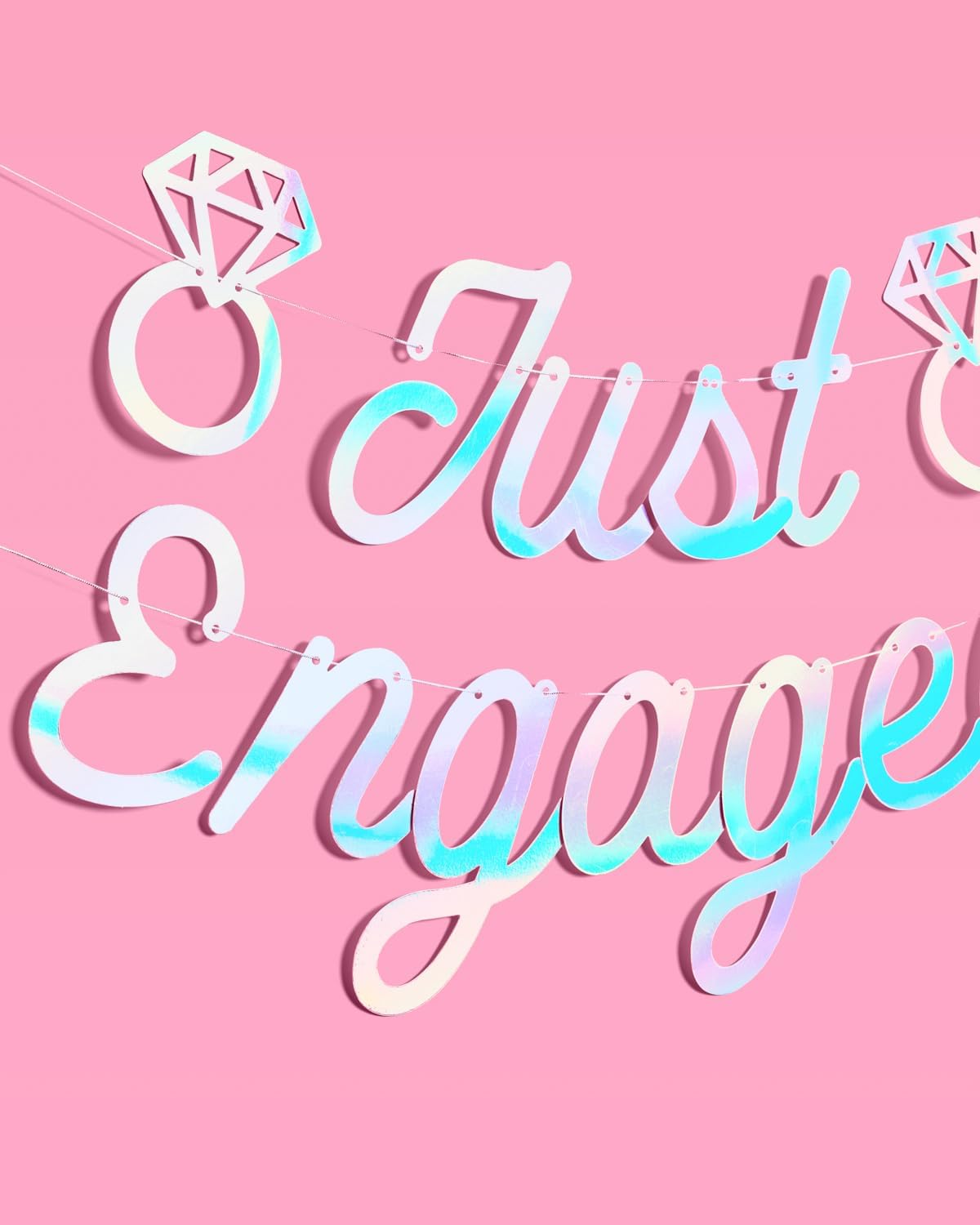 Xo Fetti Just Engaged Iridescent Foil Banner 5 Ft